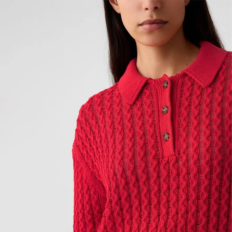 Custom Fall Knitwear Cable Knit Mid Sleeve Sweater Circle Neck Woman Texture Twisted Knit Sweater