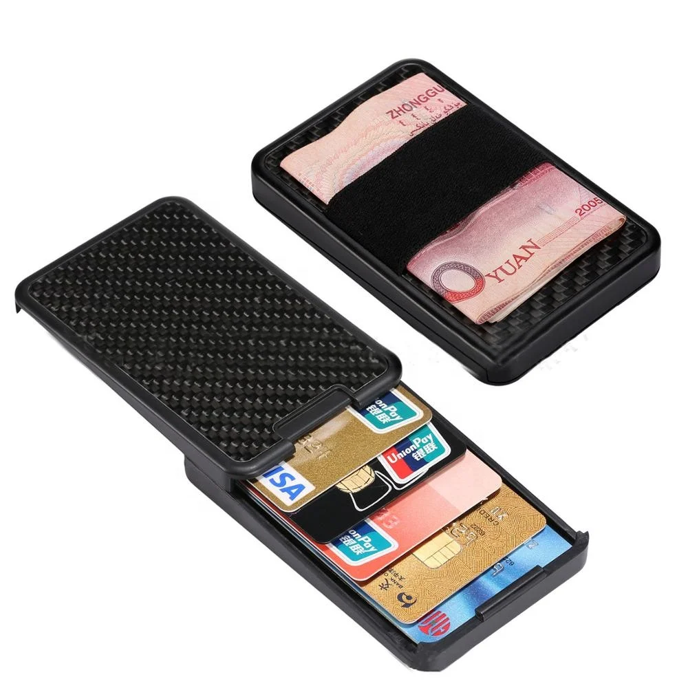 Fashion carbon fiber rfid name card holder men wallet