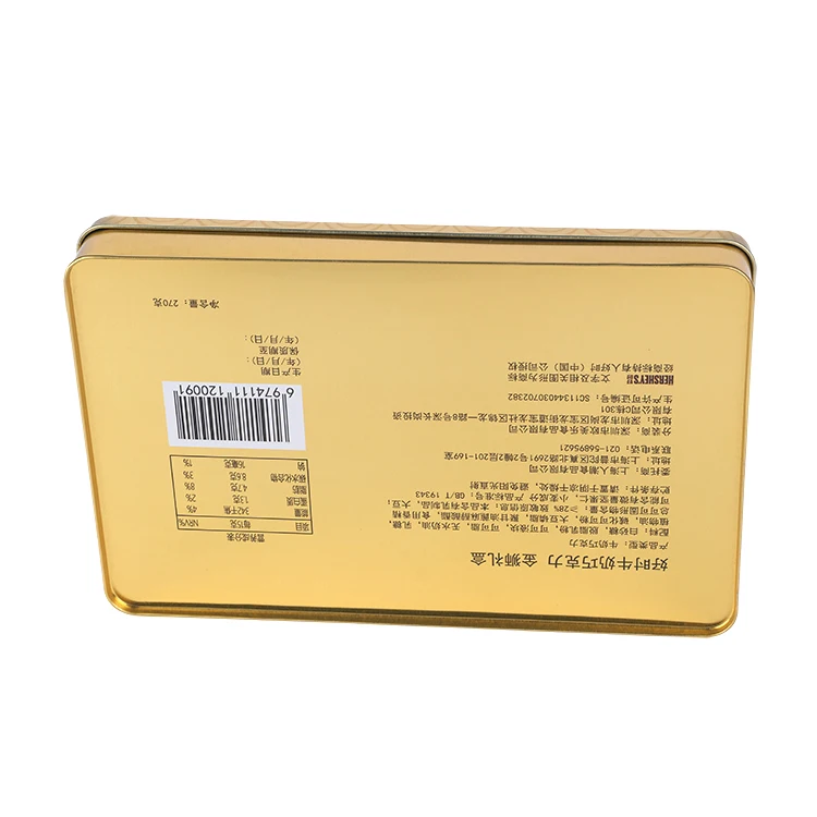 Food grade embossed cookie packaging tin pvc metal tin can clear lid rectangle empty tin box for tin can