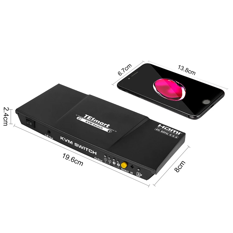 Factory Price 2x1 HDMI KVM Video Switch 4K@60Hz 4:4:4 HDMI KVM Switcher