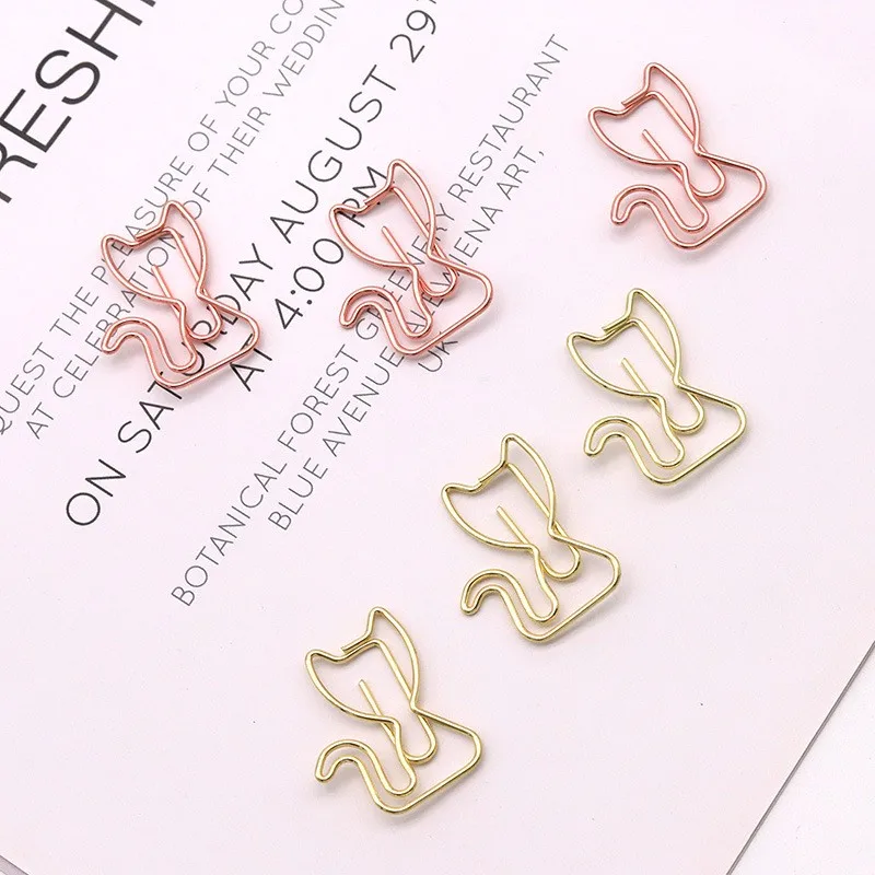 50 Piece Personalized Cat Shape Cartoon Paper Clips Decorative for for Fun Office Supplies School Gifts Wedding