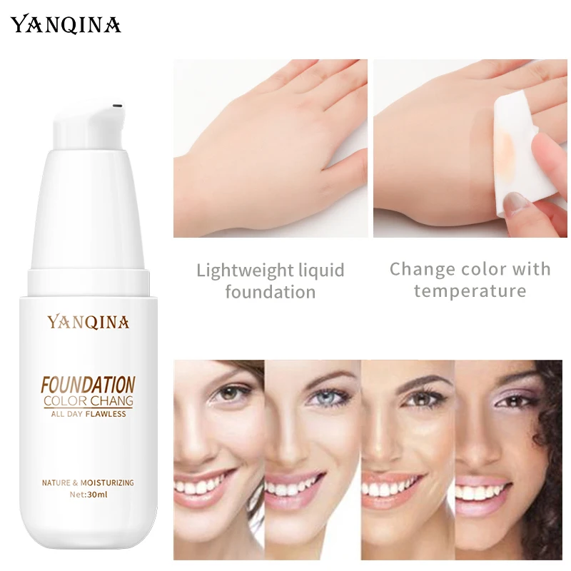 korean Private Label Color Changing Foundation Makeup Brighten Waterproof Full Coverage Foundation all day flawless
