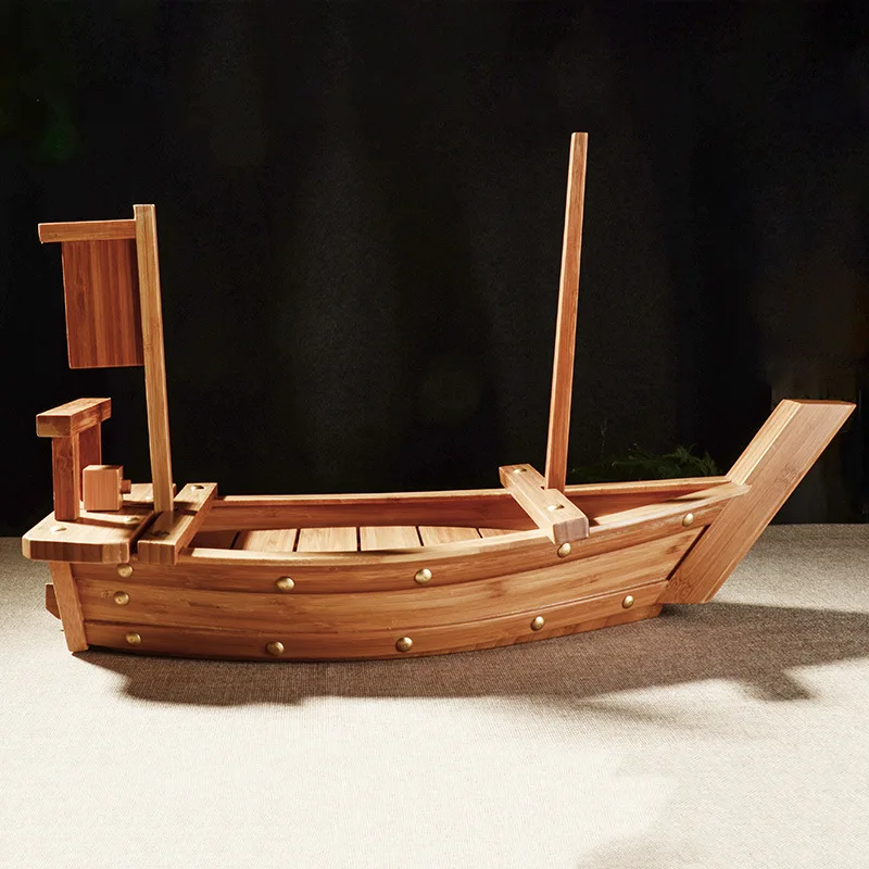 hand made reusable hotel restaurant japanese natural bamboo wood sushi boat for big party