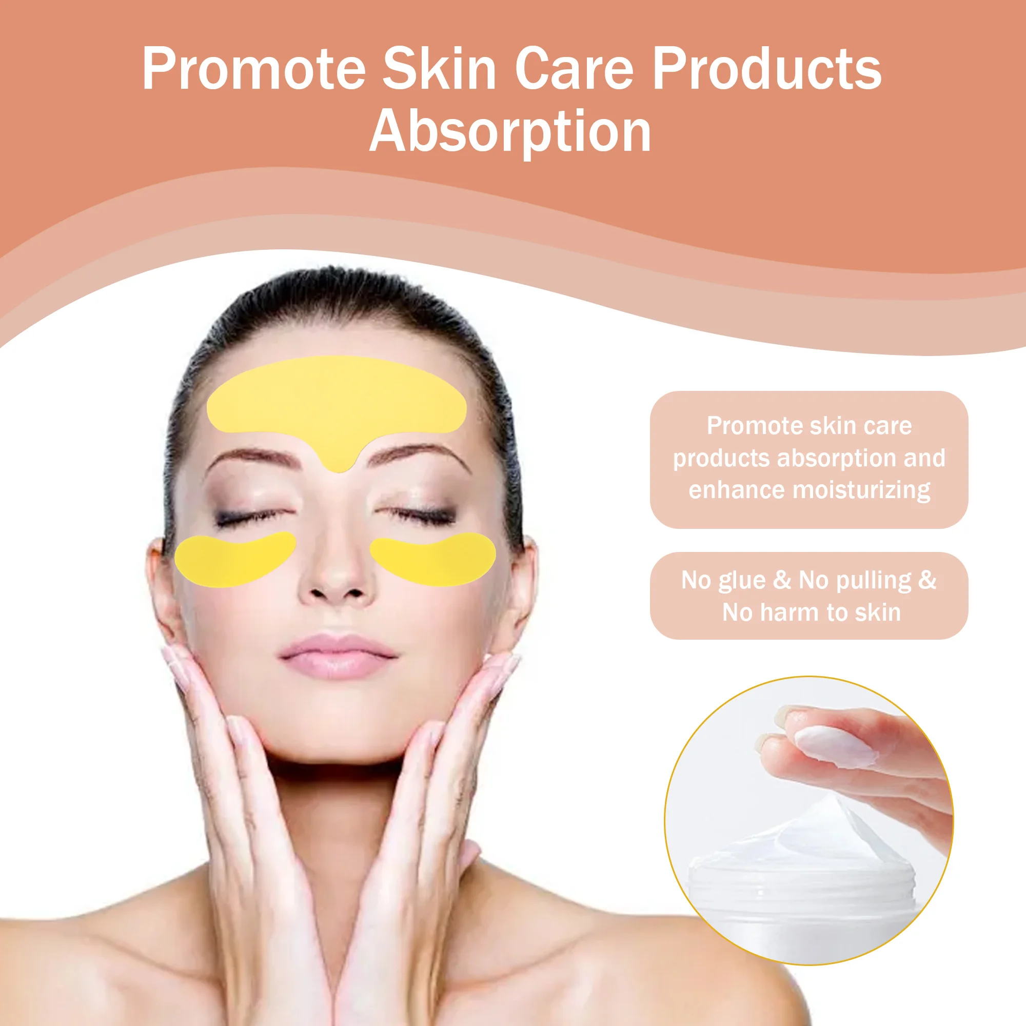 Medical Grade Silicone Facial Patches For Skin Smooth Eyelash Extension No Adhesive with Metal Plastic Eye Cream Applicators
