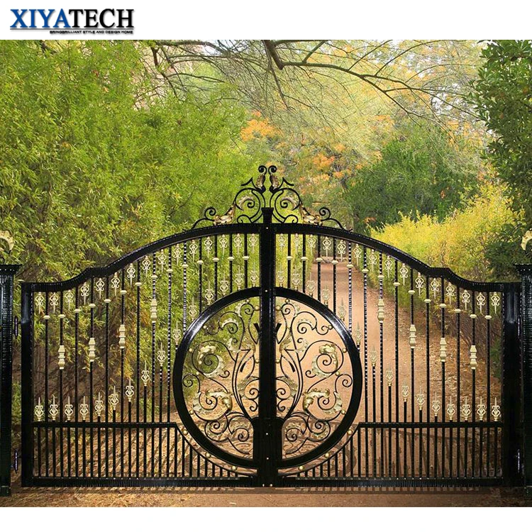 XIYATECH main door grill gate design exterior front entry doors Automatic wrought Iron Design Iron Fancy Gates for Homes