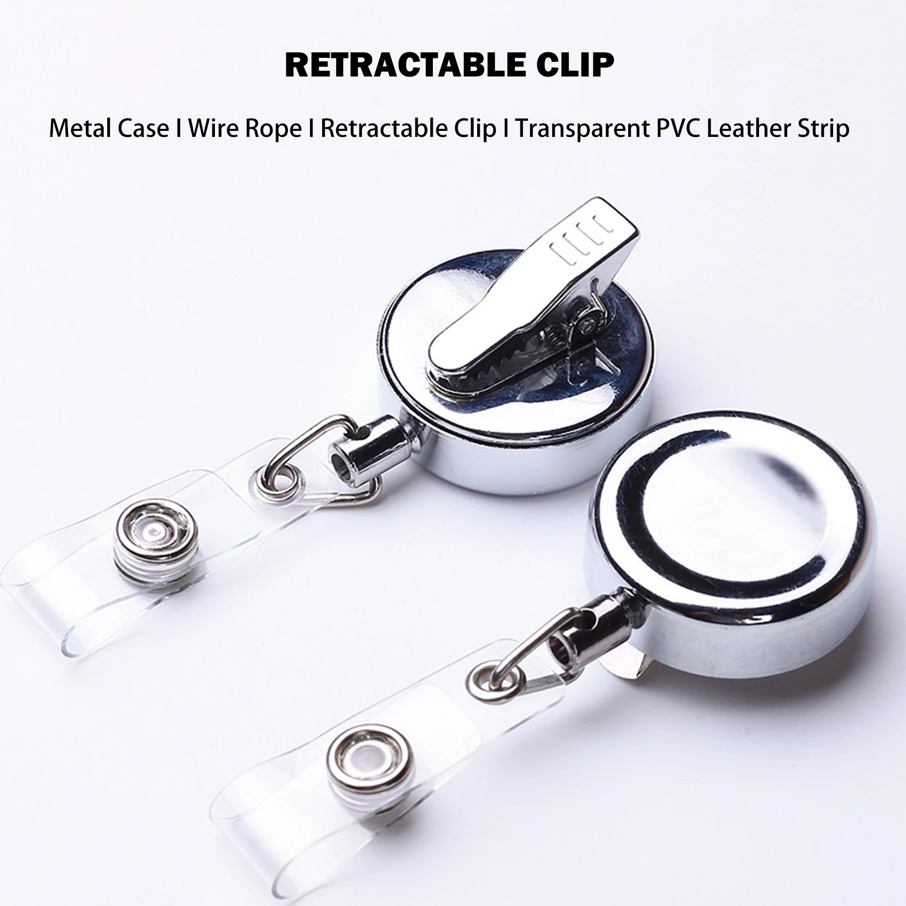 32mm Silver Metal Retractable Badge Reel ID Name Card Alligator Buckle Clip Swivel Spring Clip for Badge Holding and Accessories