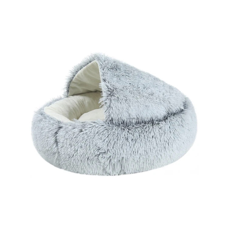 OKKPETS Hot Sale New Sales Luxury Round Half-Pack Cat House Bed Soft Comfortable PP Carton Pet Cat Bed