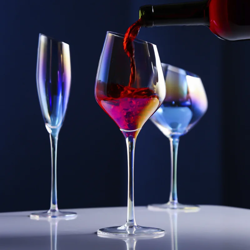 Colored large capacity wine glasses long stem slant rim crystal wine glass for wine tasting wedding anniversary christmas