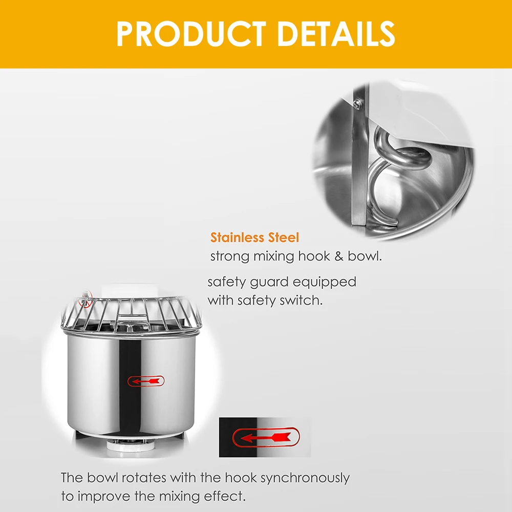 Bakery Equipment Manufacturer Double Speeds Dough Kneader Electric Cake Mixer Flour Mixer 12kg Spiral Dough Mixer Machine