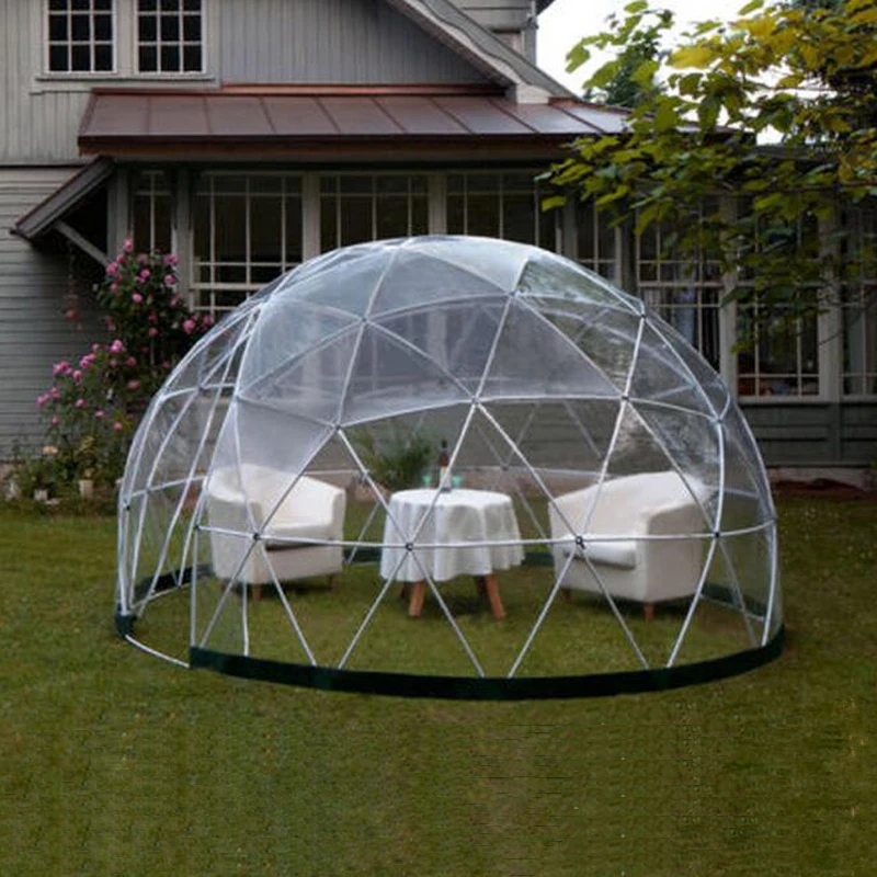 4 м маленький прозрачный купол Igloo дом для улицы роскошная палатка ресторана со столом и стульями