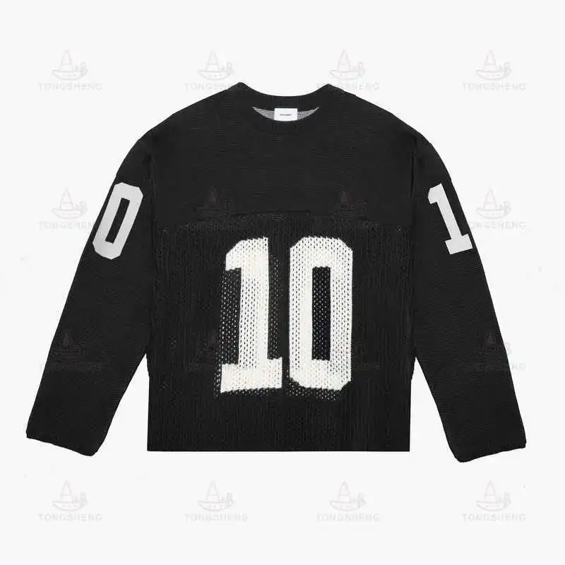 Manufacturer Custom Logo Knitted Sweater Men Crew Neck Cotton Mesh Jacquard Intarsia Knitwear Jumpers Jersey Sweater For Men