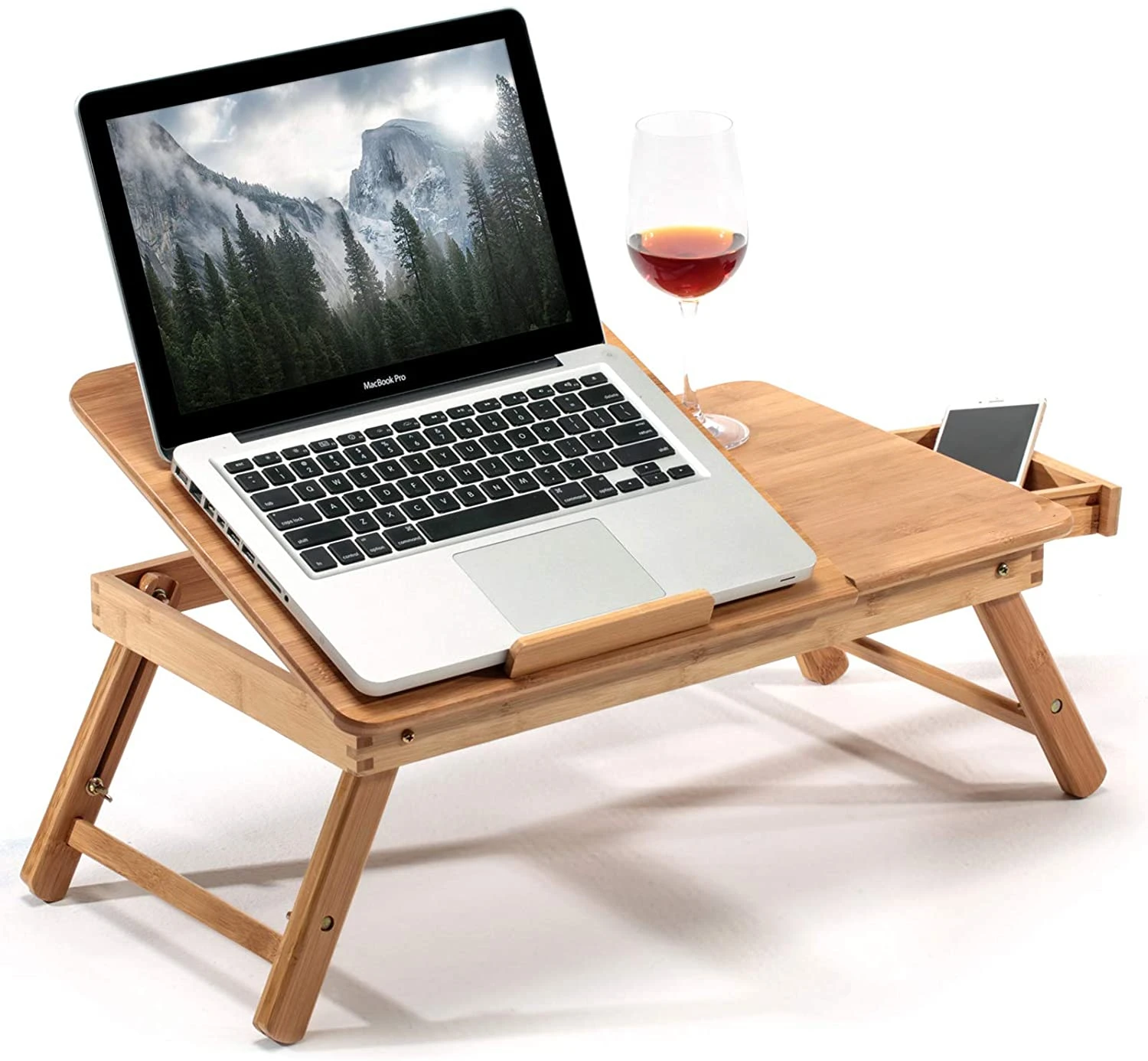 Bamboo Laptop Desk Premium Laptop Stand Different Viwing Angles Bamboo Notebook Bed Tables With Folding Legs