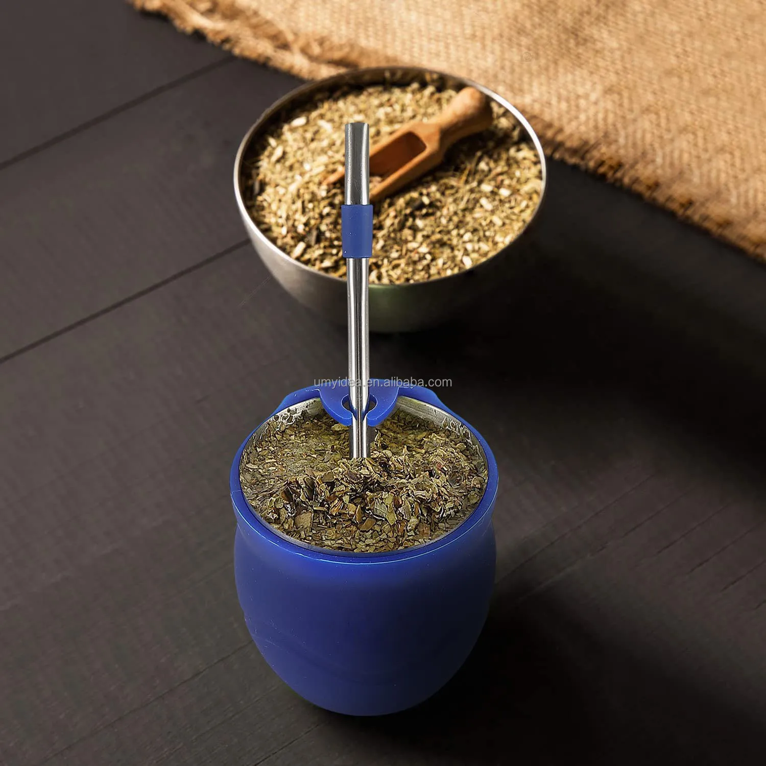 2022 NEW Stainless Steel Silicone Yerba Mate Gourd Tea Cup with Bombilla Straw Set