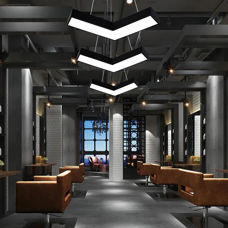 Highlight 6000K Wrought Iron V-Shape Pendant Light LED 40cm 50cm Linear Arrow Ceiling Light