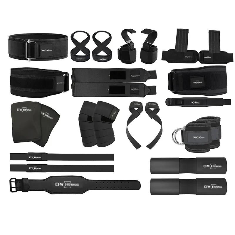 Custom logo gym accessories lifting belt wrist wraps weightlifting Neoprene Knee Sleeve shoulder pad Ankle strap for Fitness