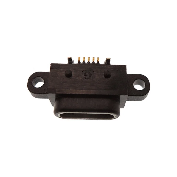 Product manufacturer 180 degree 5 pin female type b micro-usb waterproof usb socket connector with fixative holes