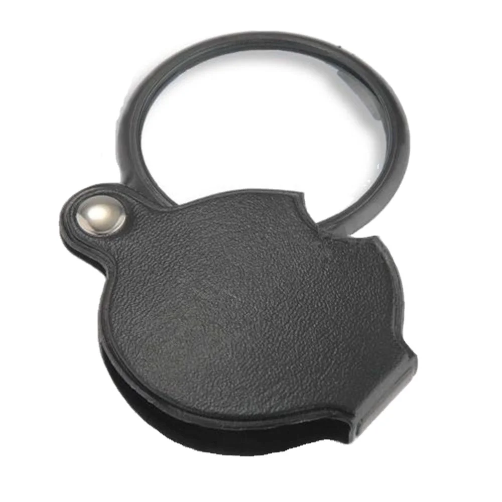 Mini Pocket Loupe Magnifier Magnifying Glass Small Magnifying Glasses with Protective Leather 360 Degree Rotating Foldable