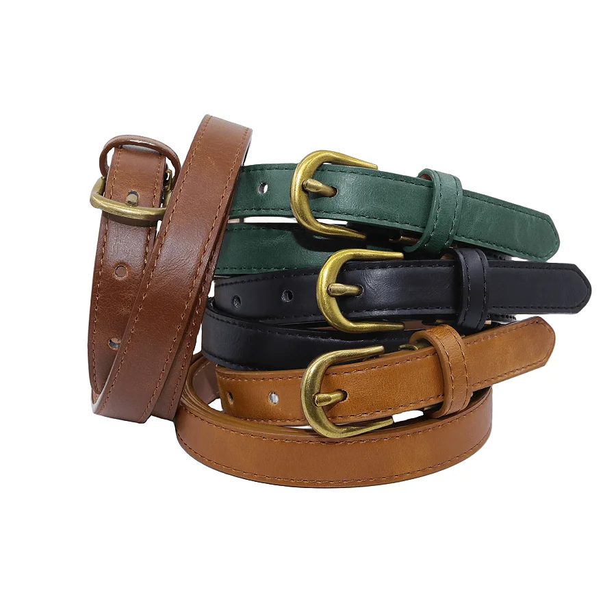 Stylish Pu Leather Skinny Women Belt Thin Waist Belts for Dresses