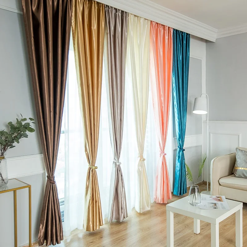 Wholesale Products China High Quality 100% Polyester Faux Silk Thick Curtain Fabric Blackout curtains
