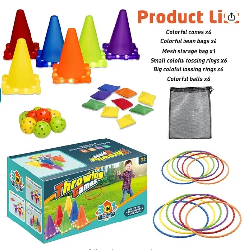 3-in-1 Carnival Games for Kids with LED Lights Ring Toss Game outdoor toys for Toddlers Game for Family Party