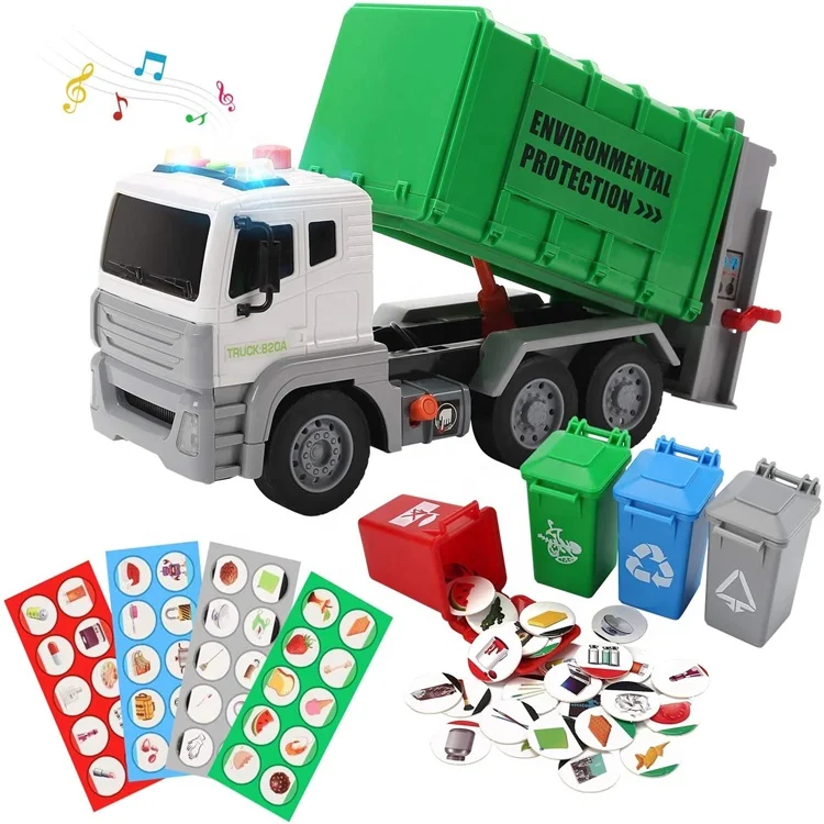 
Factory Price Cute Stone Environmental Educational Toys Friction Powered with 4 Cans Garbage Classification Truck Toys for Kids  (1600207143999)