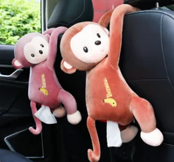 Wholesale cute cartoon plush toy monkey doll large paper towel box creative car household tissue paper box