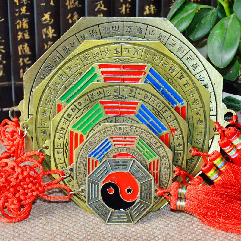 Lucky Chinese Zodiac Knot Feng Shui Tai chi Bagua FengShui Mirror Taoist Talisman Energy Home Decoration Ornament 24 solar terms