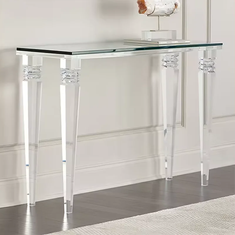 Modern Glass Tabletop Hallway Transparent Long Desk Decoration Living Room Clean Acrylic Console Table