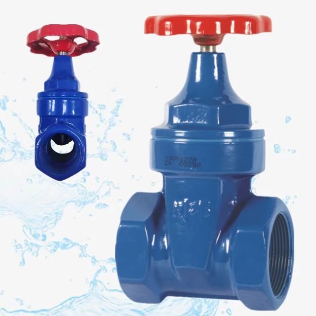 China Chengdu knife gate valves chuanqiong brand soft seal manual water valve blue valve body with red hand wheel dn15-dn50