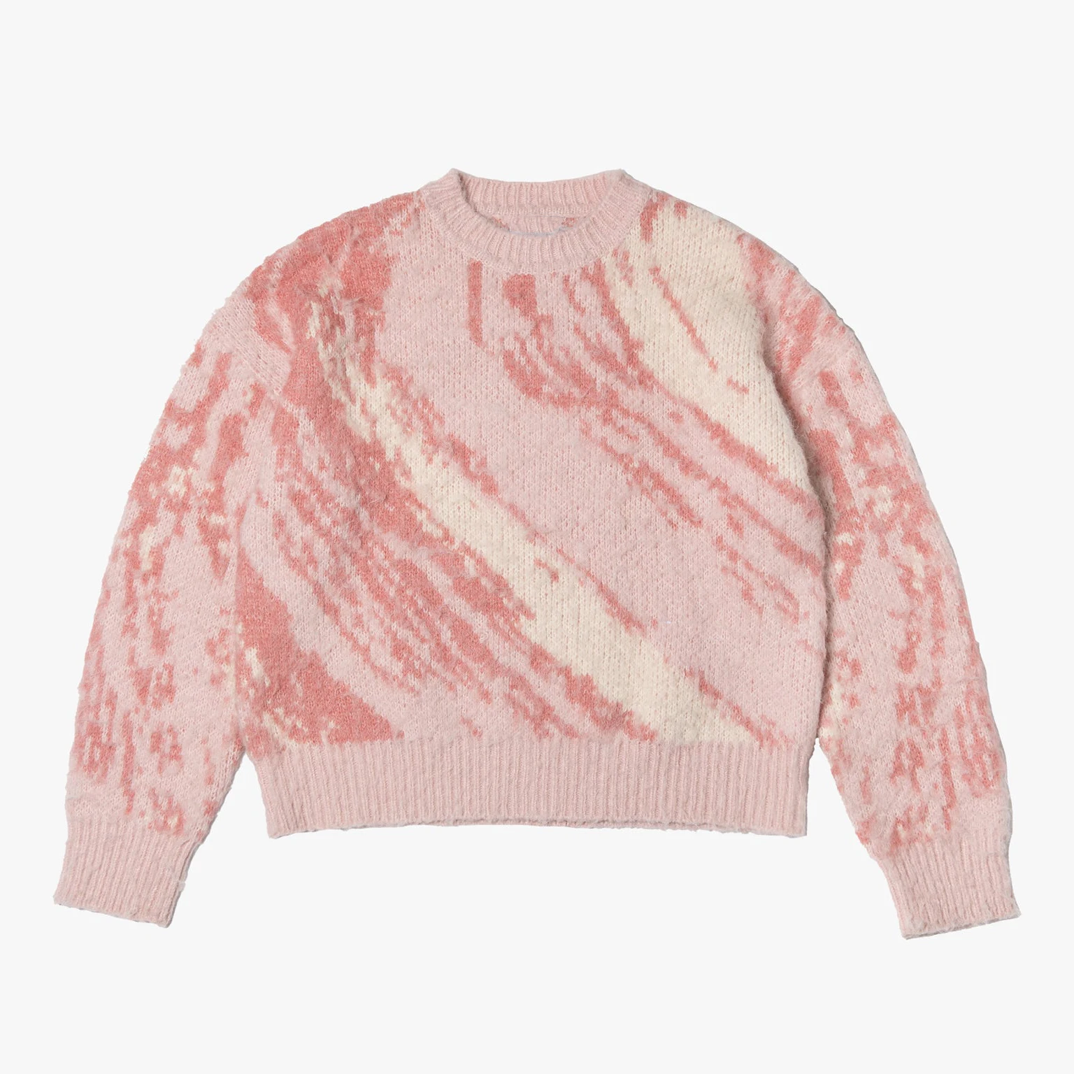 Custom design logo woolen cashmere pullover  knitwear top long sleeve knitted crew neck fuzzy  men women mohair sweater