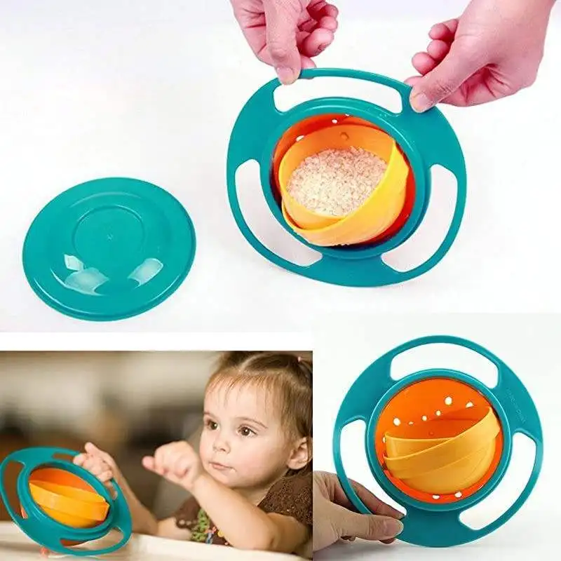 2024 New Customizable Safe Bpa Free Kids Plastic Anti Slip Baby Feeding Universal 360 Degree Baby Products Non Spill Bowl