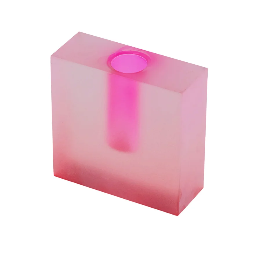 Mini Square Morden K9 Clear Crystal Vase Frosted Lalique Pink Crystal Vase For Home Wedding Table Decor