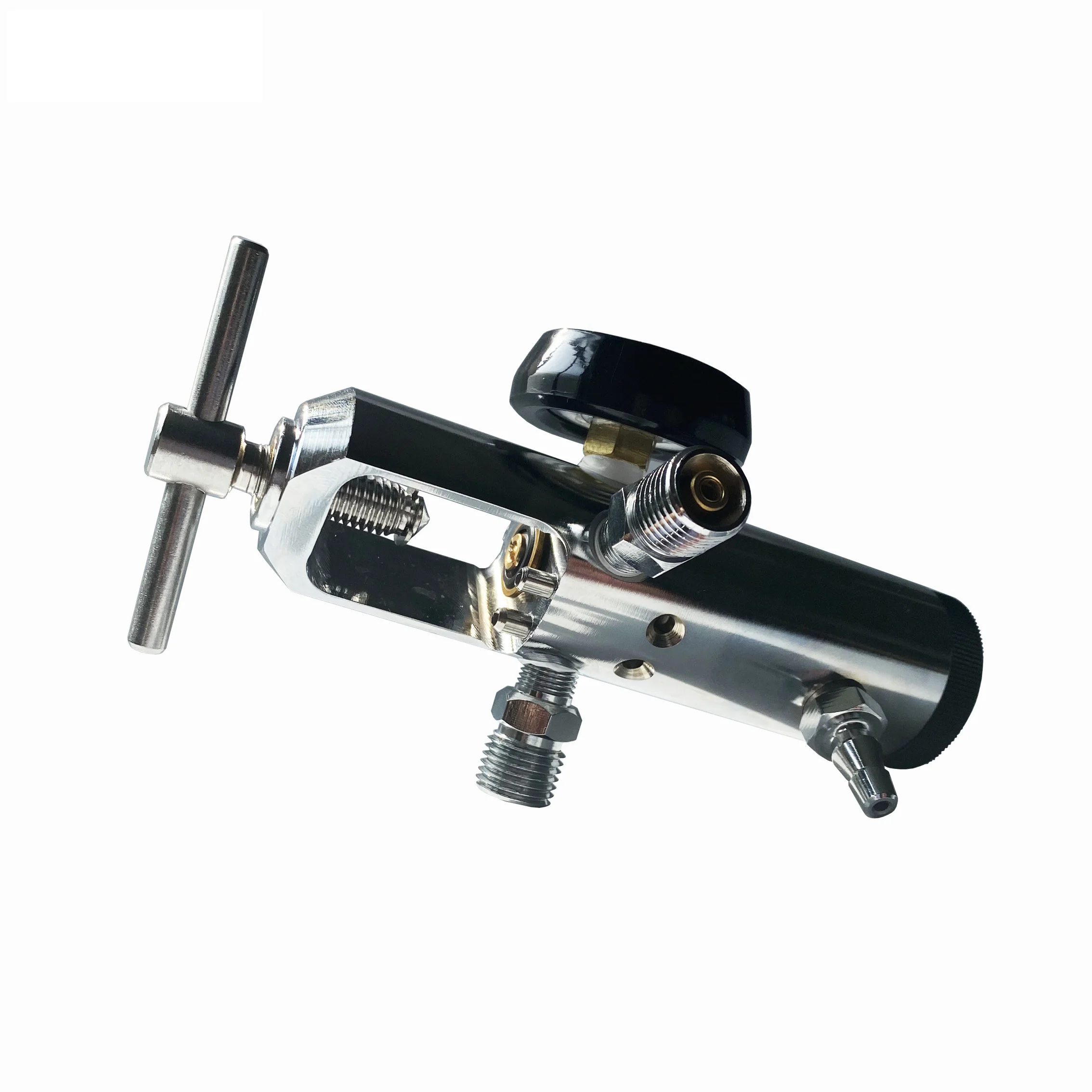 Click style Brass Medical CGA 870 EMS oxygen regulator with 2 Diss and 1 Barb for oxygen cylinder 0-25LPM