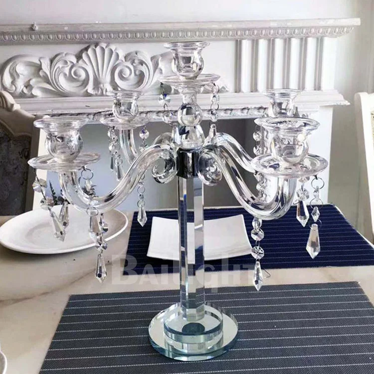 best sell 4 arms k9 crystal candle holders cheap wedding crystal candelabra