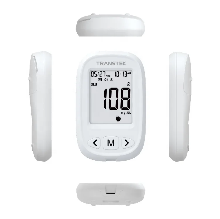 TRANSTEK home-use Blue tooth blood glucose meter for seniors with one-touch start and a large easy-to-read LCD screen