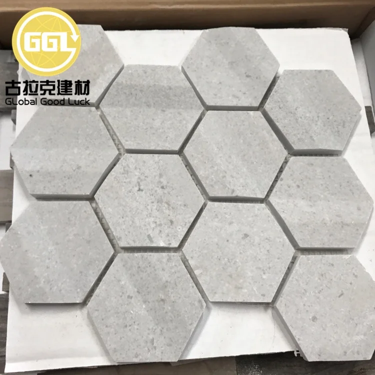 Matte Surface Grey Marble Nature Mosaic Tile Hexagon Stone for Floor Wall