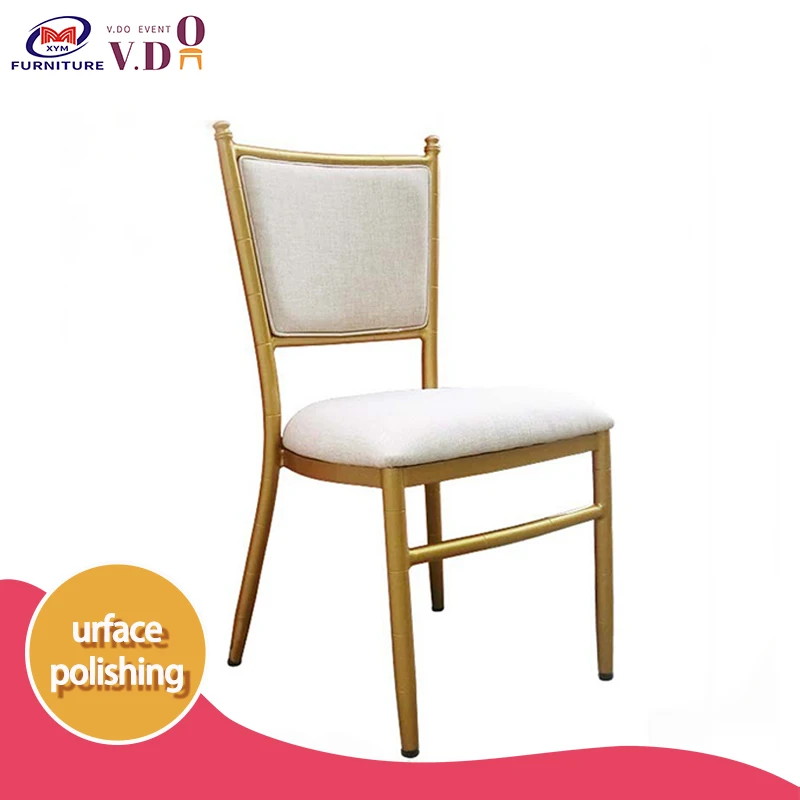 Factory custom embossed indentation bamboo chair aluminium alloy banquet hotel dining chair upholstered Metal chiavari chair