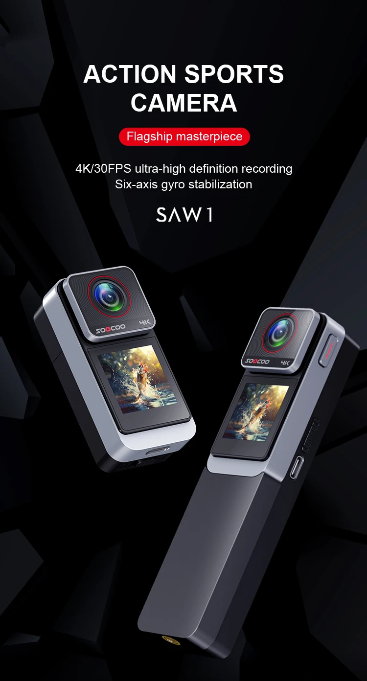 4K Thumb Camera 30M Waterproof Sports Action Camera Anti-Shake Six-axis gyroscopic stabilization Portable Vlog Camera
