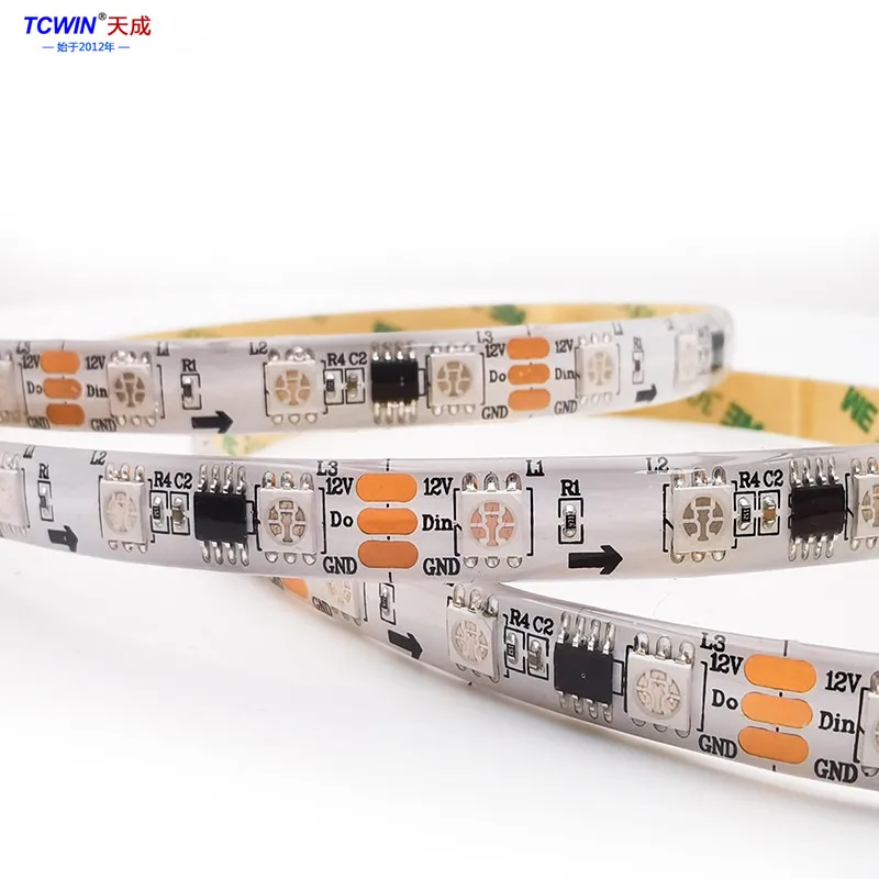 WS2811 12v 60leds ip20 dream color external ic tv backlight car computer atmosphere led strip light factory price flexible soft