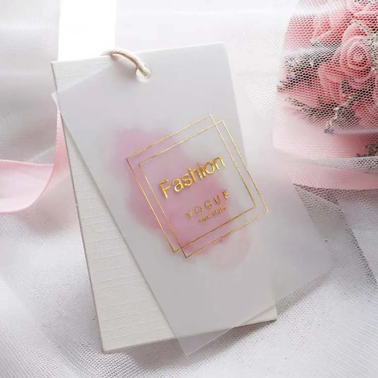 Custom foil gold stamping brand logo hang tags garment labels for clothing