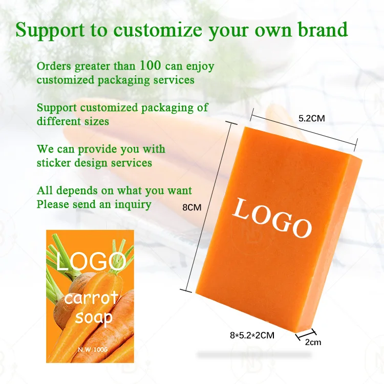 Private Label Handmade Soap Bar Organic Whitening Moisturizing Natural Skin Care Carrot Soap