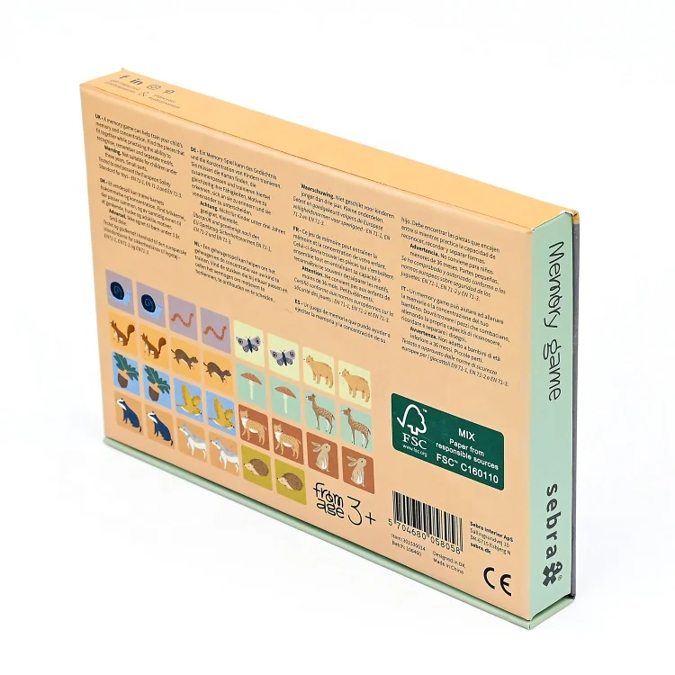 High Quality Custom Paper cardboard Print Educational animal Memory Match card