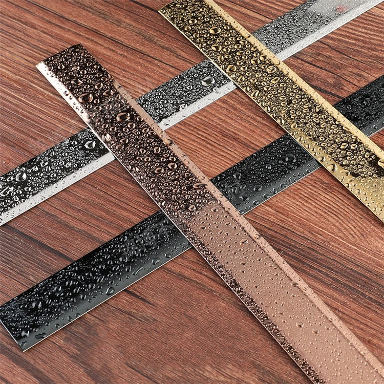 
stainless steel flat strip Factory free sample 10mm rose glod shiny Decorative Metal Strip For Building Wall 