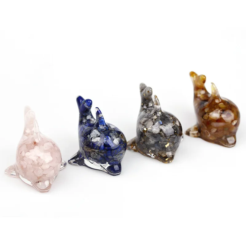 Wholesale Natural Crystal Mini Dolphin Carving Stone Engraving Block Model for Decorative Fish Cute Birthday Gift