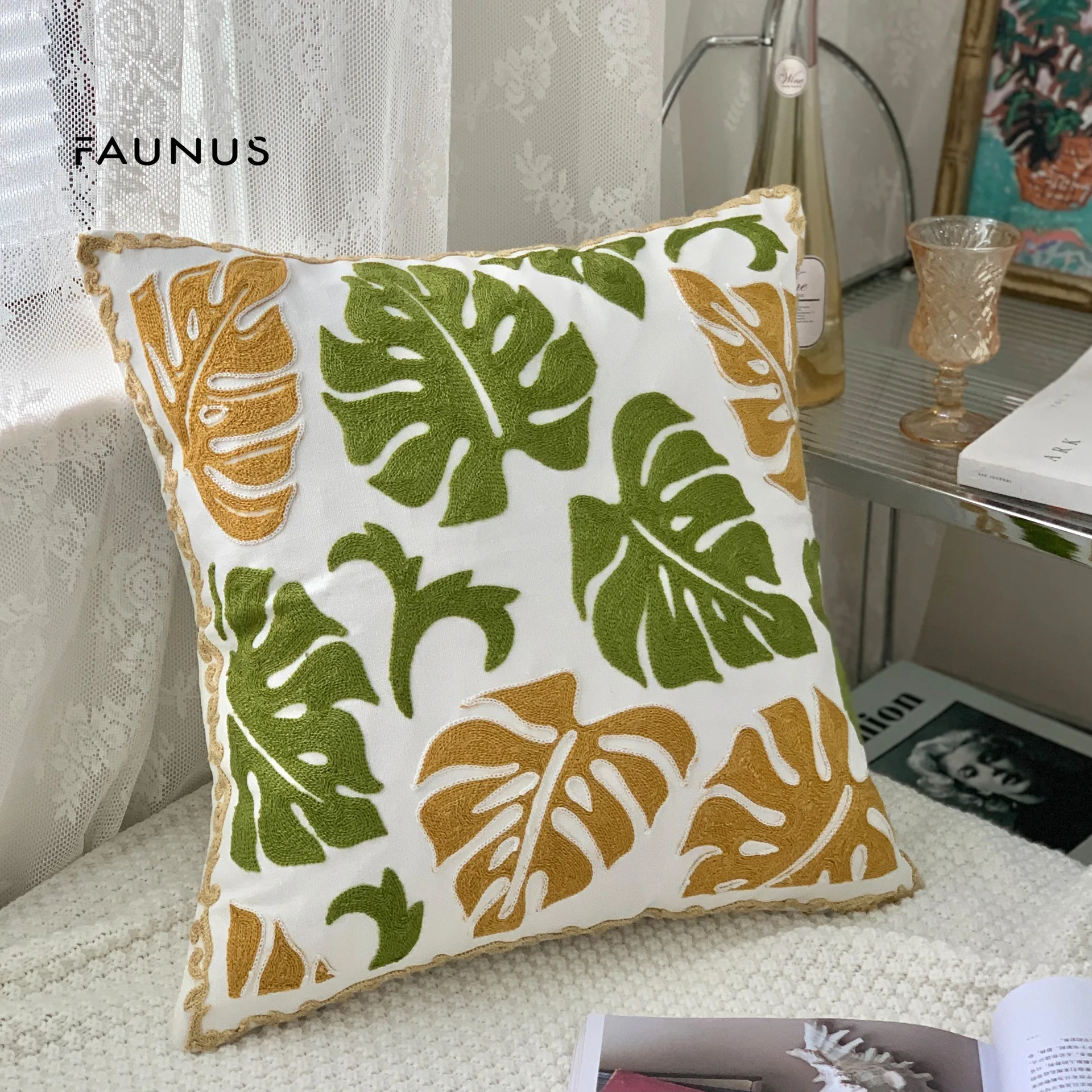 Современная простая Подушка с растительным цветком поясная подушка Офисная модель украшение комнаты мягкая