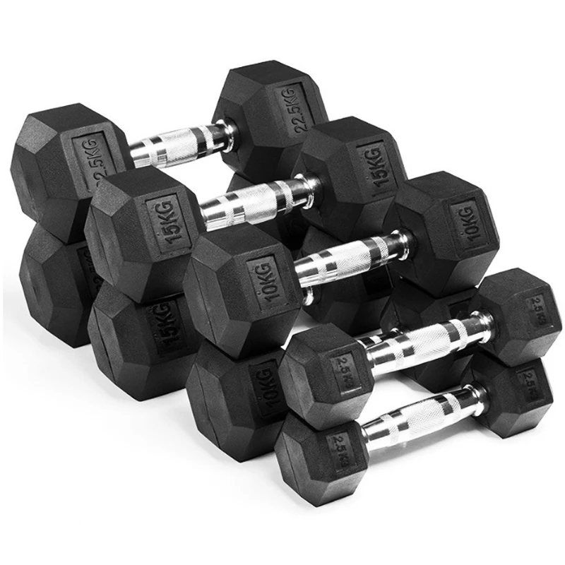 Wholesale Dumbbell Rubber Coated Hex Dumbbell Weight Set
