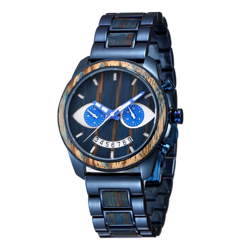 Sopewod Luxury Chronograph Wood Watch Custom Logo Perfect Combination With Steel And Wood