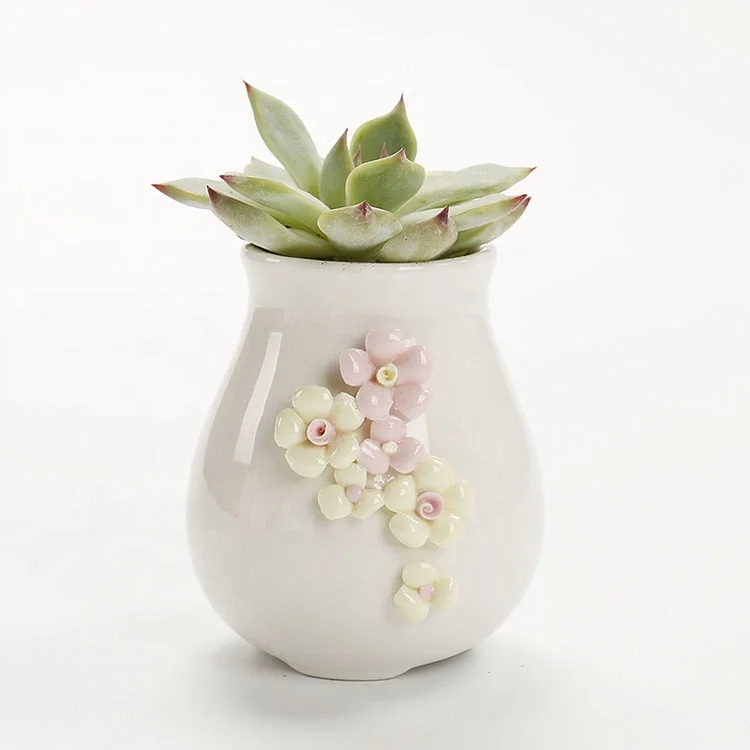 Hollow Bottle Mouth Chinese Blue White Porcelain Flowerpots Succulent Plant Pots