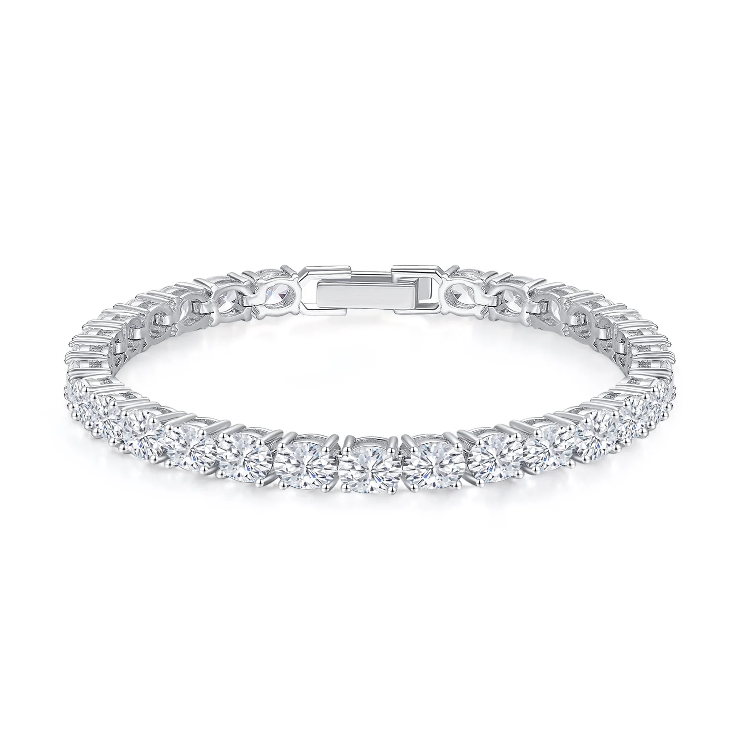 Trendy Tennis Chain Bracelet with CZ Rhodium Copper Cubic Zirconia ODM for Fashion Parties and Gifts