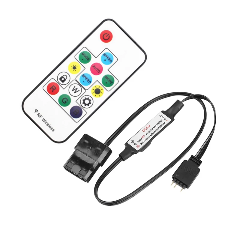 SATA Controller DC 5V 3Pin RF 14 Keys Molex Large 4Pin Pixel PC Controller for WS2812B SK6812 Addressable RGB LED Light Strips